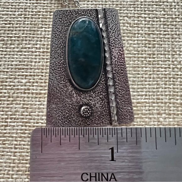 New Blue Apatite Crystal Abstract Modern Style Pendant - Picture 2 of 6